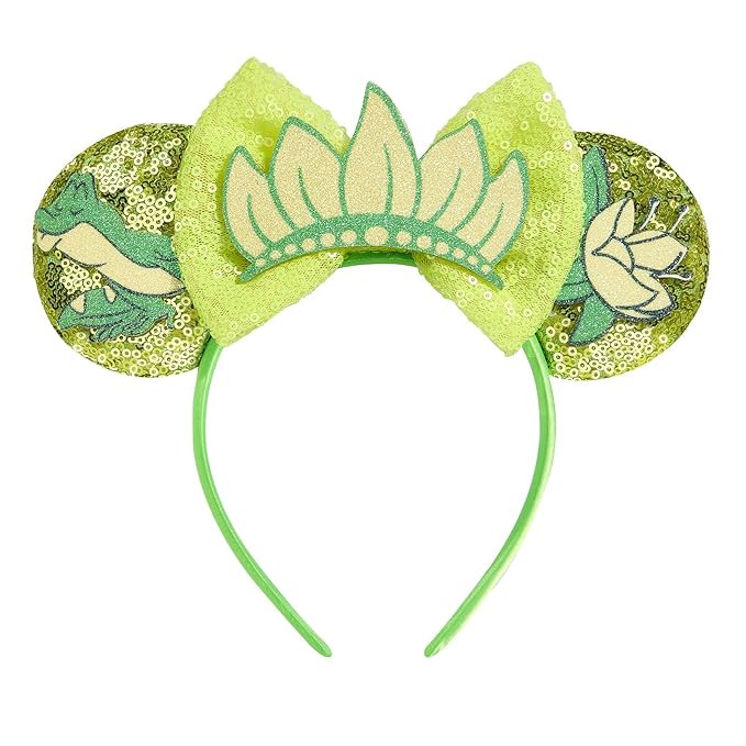 LYLIN Princess Tiana Ears, Tiana Mouse Ears Headbands for Women Girls Boys, Sequin Green Frog Mou... | Amazon (US)