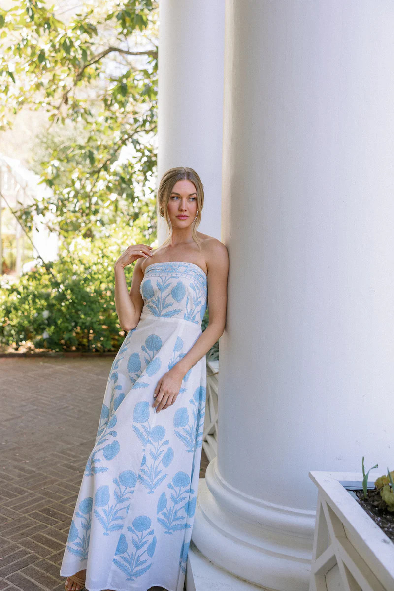 FINAL SALE Tie Back Sundress | Baby Blue Marigold | SUE SARTOR