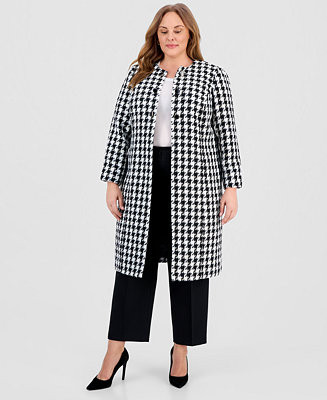 Plus Size Houndstooth Topper Jacket | Macy's