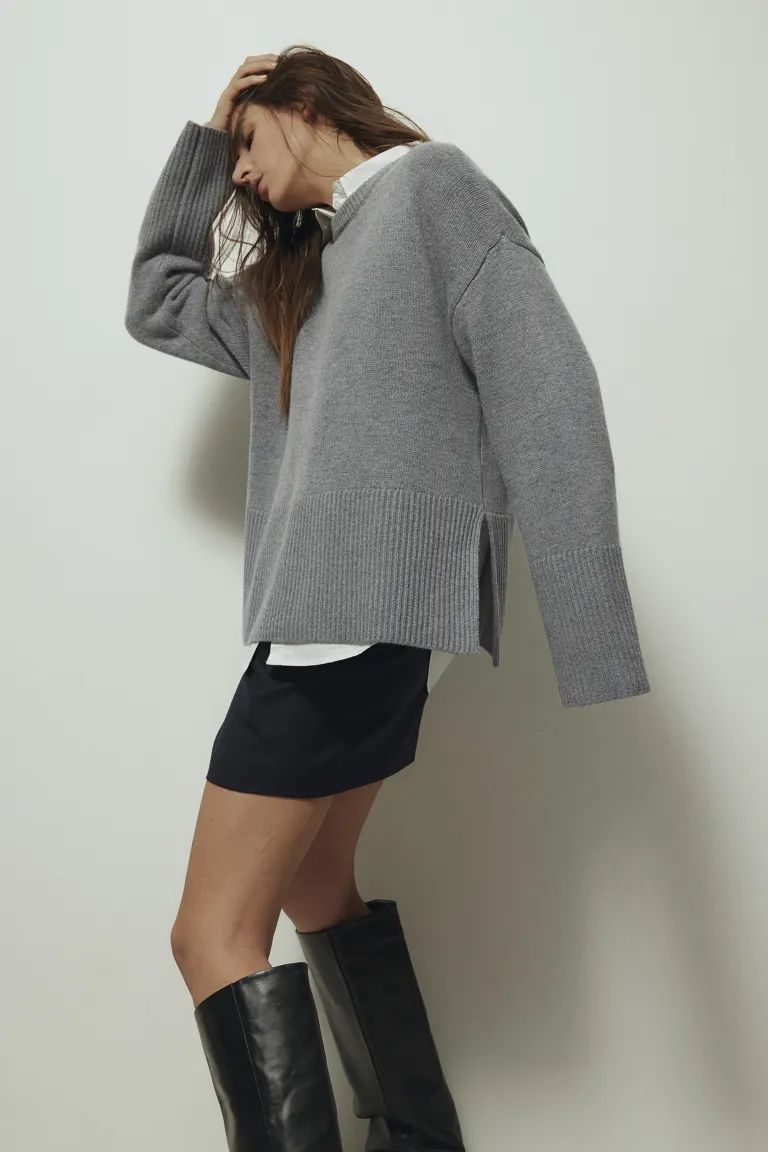 Cashmere-blend Sweater - Gray melange - Ladies | H&M US | H&M (US + CA)