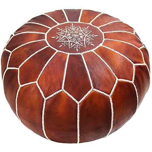 Marrakesh Gallery Genuine Leather Pouf Unstuffed - Moroccan Ottoman Footstool, Footrest Cover - Boho | Amazon (US)