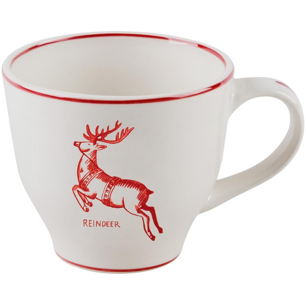 Molly Hatch 16 oz. Reindeer Mug, White and Red | The Home Depot