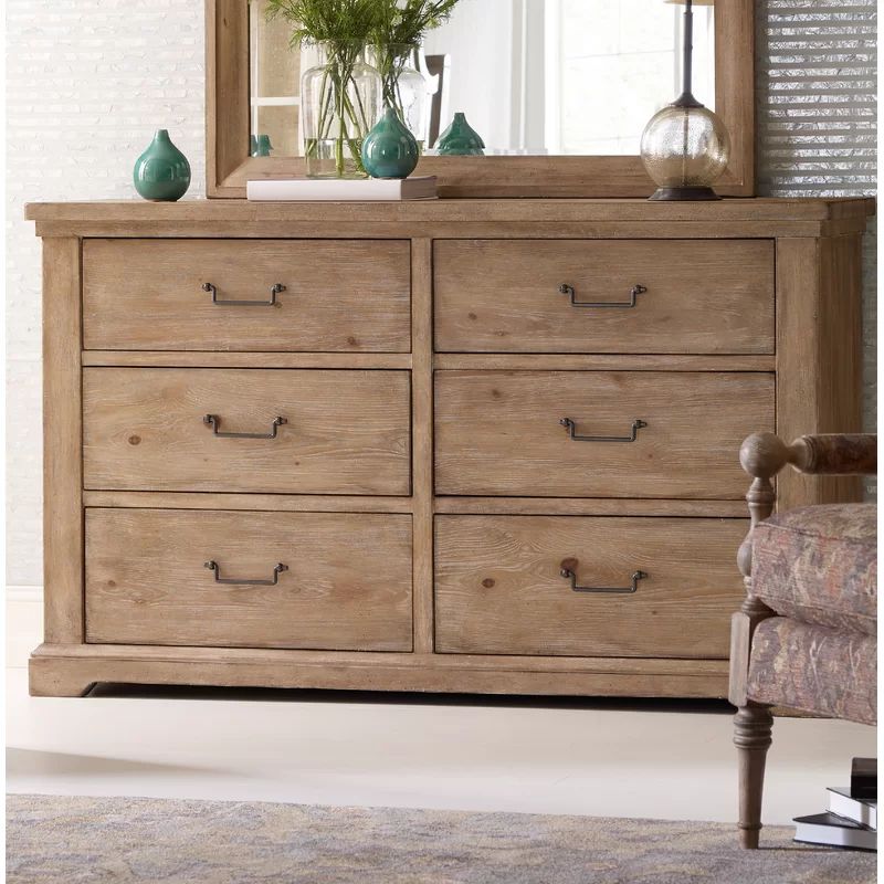 Armbruster 6 Drawer 65'' W Solid Wood Double Dresser | Wayfair North America