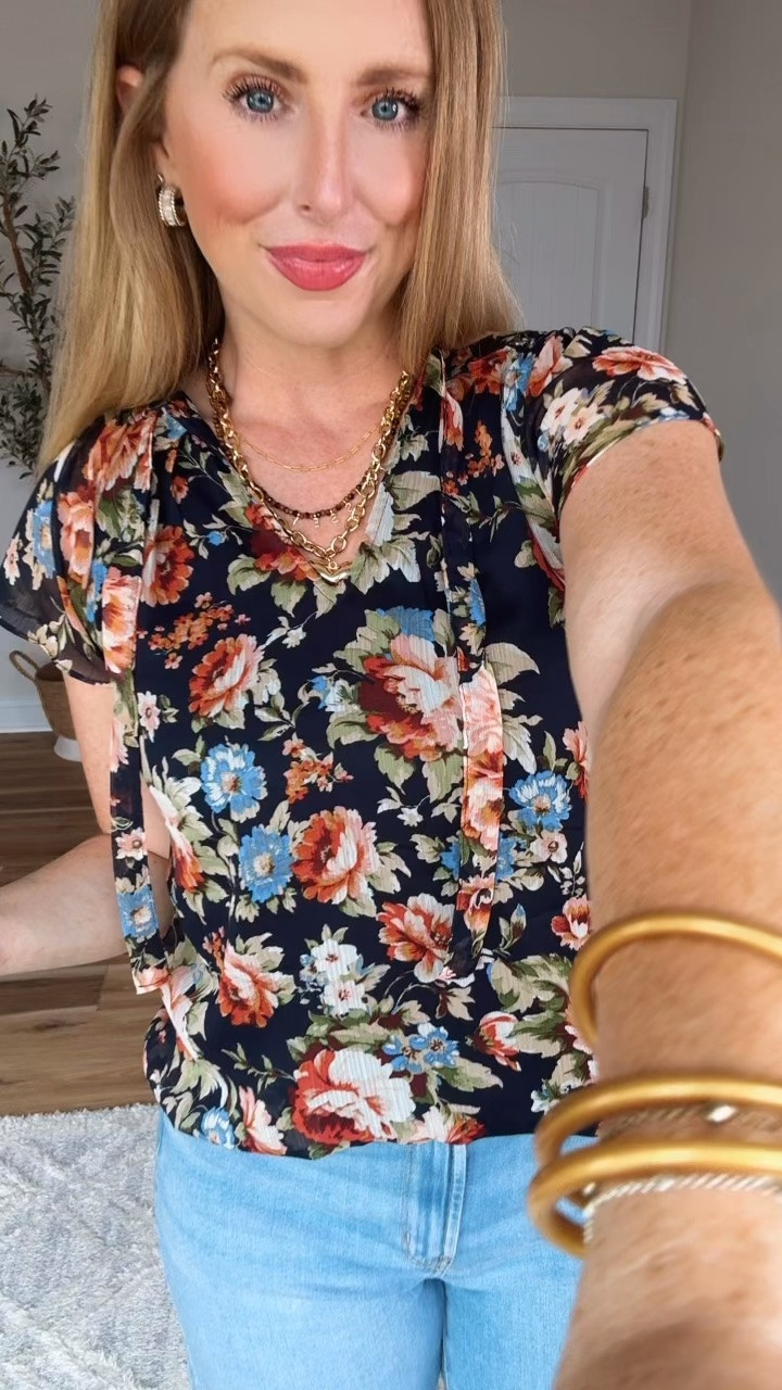 This floral top has the prettiest colors in it! On sale!

#LTKootd #LTKSaleAlert