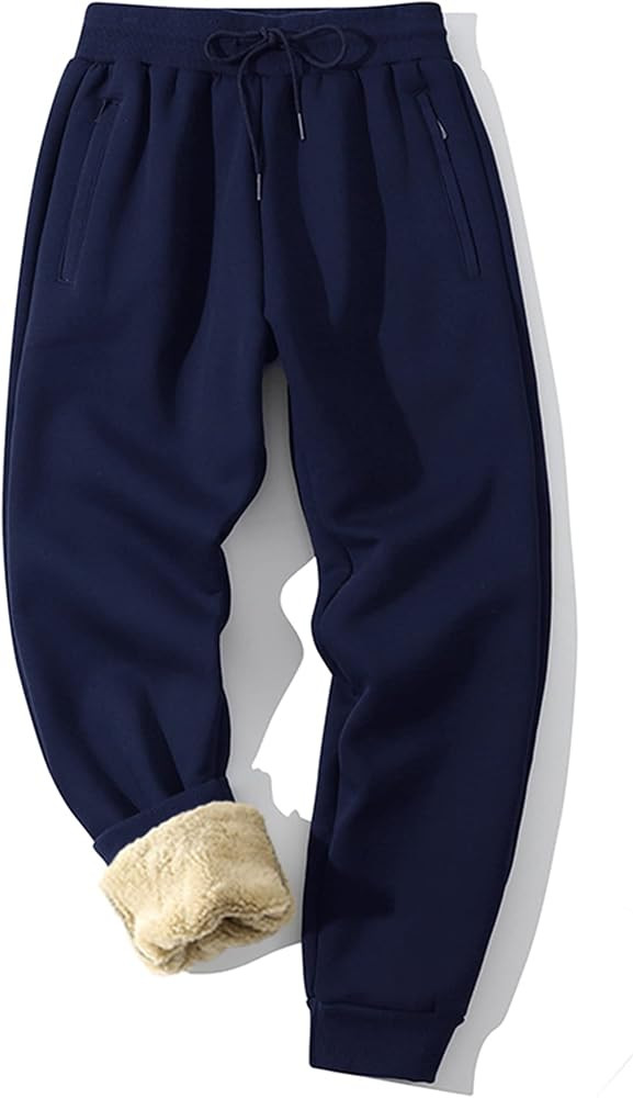 MACHLAB Men's Thermal Fleece Jogger Pants Sherpa Lined Sweatpants Winter Warm Thick Track Pants | Amazon (US)