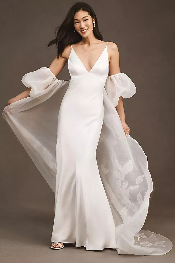 Giselle Puff-Sleeve Bridal Cape | Anthropologie (US)