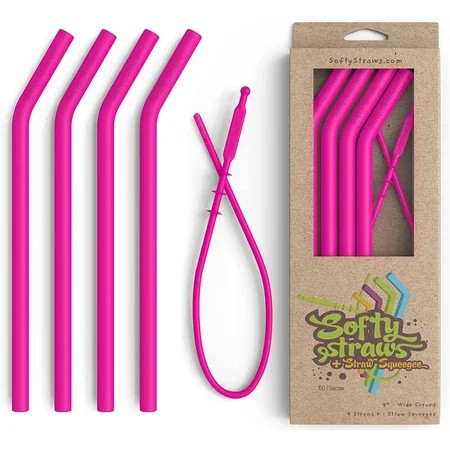 Reusable Silicone Drinking Straws - Big Size with Curved Bend for Tumblers Made from BPA Free No-Rub | Walmart (US)