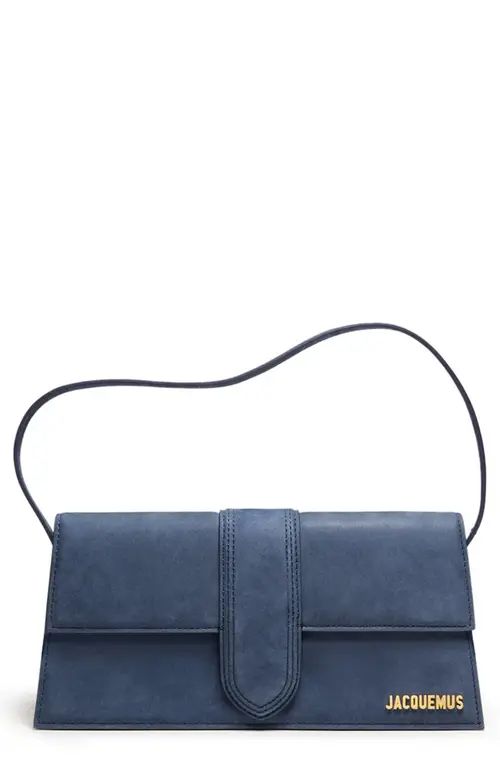 Jacquemus Long Le Bambino Leather Shoulder Bag in 390 Dark Navy at Nordstrom | Nordstrom