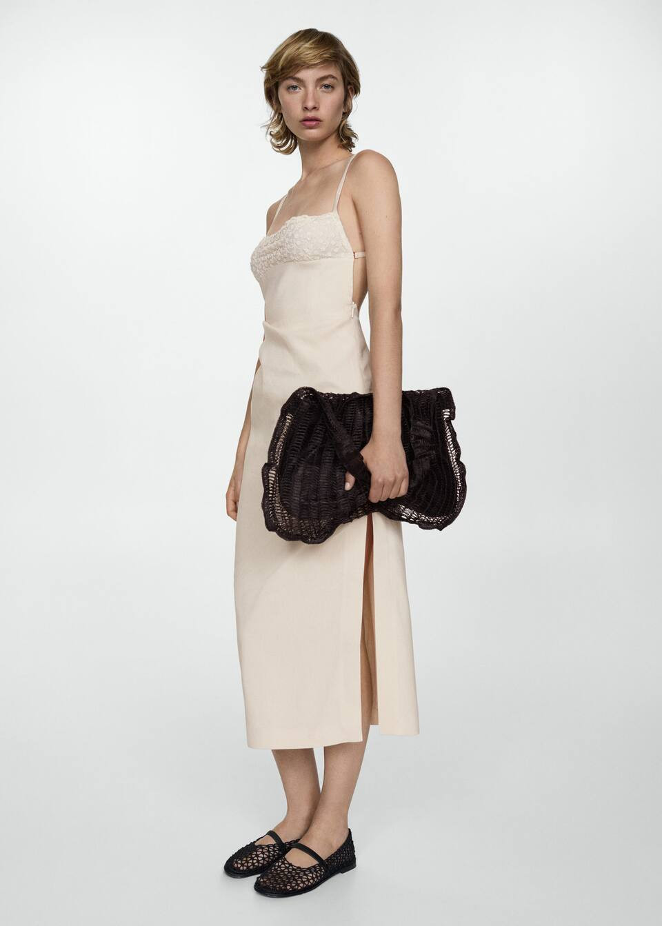 Linen dress embroidered detail -  Women | Mango United Kingdom | MANGO (UK)