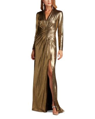 V Neck Draped Metallic Gown | Bloomingdale's (US)