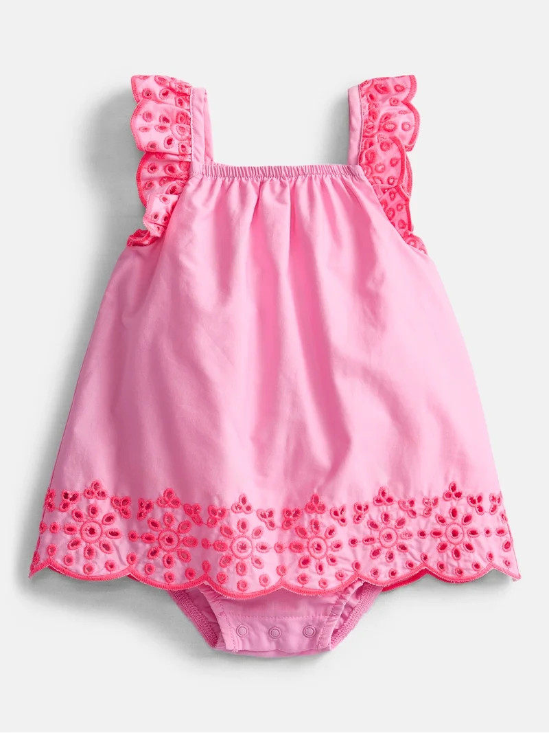 Wonder Nation Baby Girls Eyelet Tank Romper, Sizes 0/3M-24M | Walmart (US)
