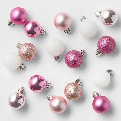 25ct 30mm Christmas Ornament Set Pink &#38; White - Wondershop&#8482; | Target
