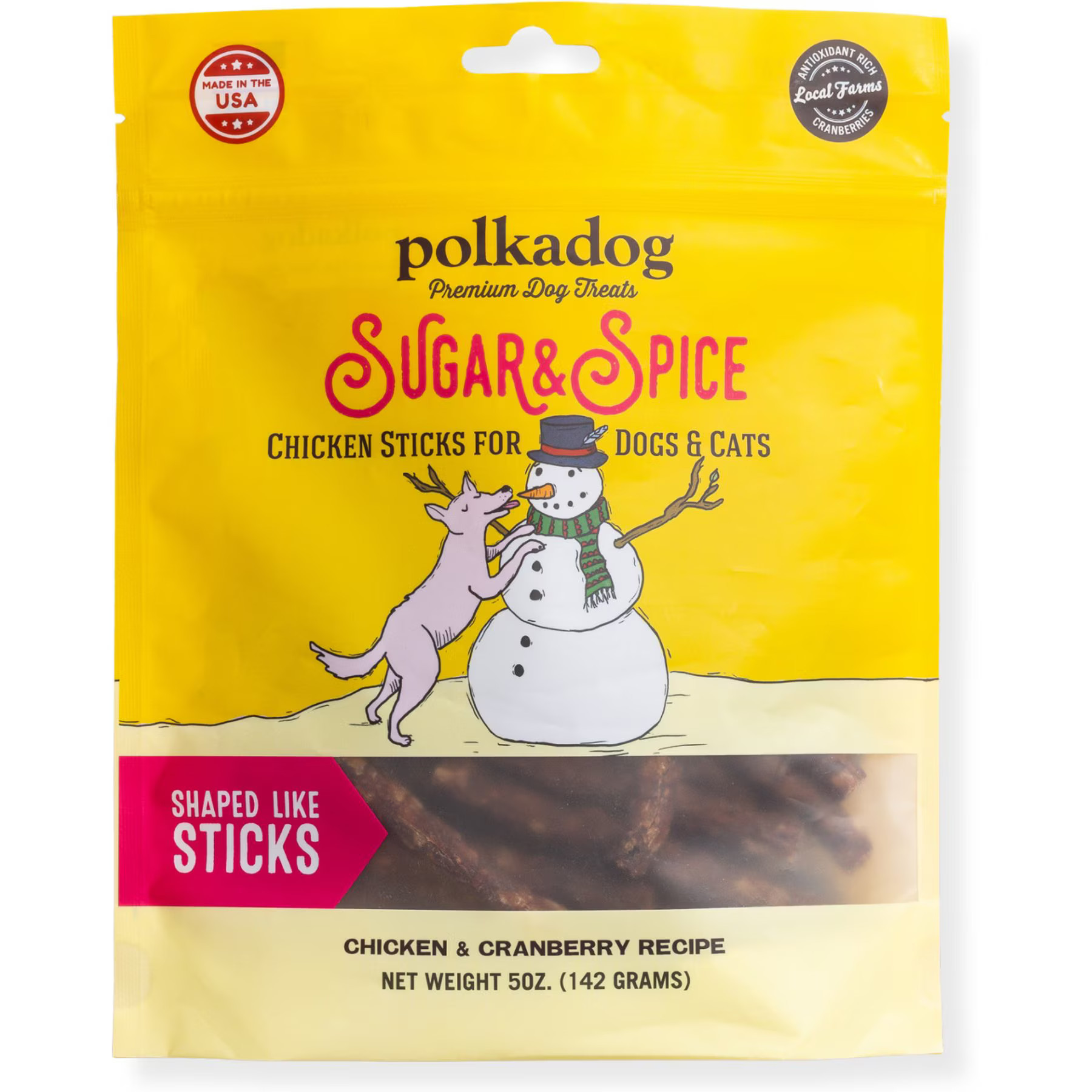 Polkadog Sugar & Spice Chicken & Cranberry Dehydrated Dog Treats, 5-oz bag | Chewy