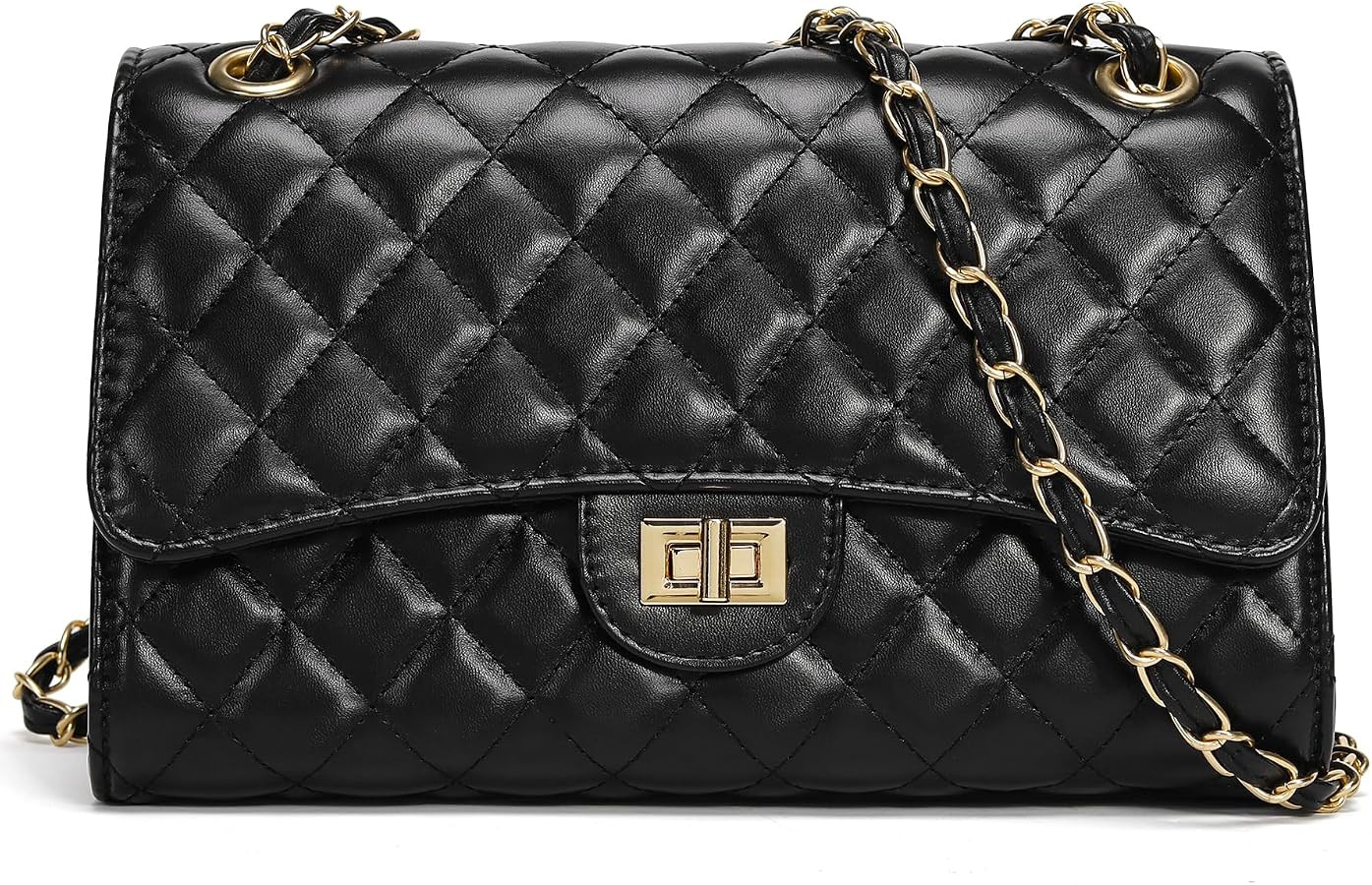 Quilted Crossbody Purse for Women Trendy Ladies Shoulder Bag with Chain Strap PU Leather Cross Bo... | Amazon (US)