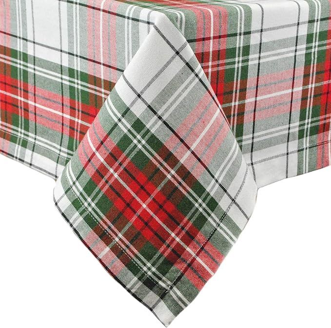 DII Tartan Plaid Collection Holiday Dining Table & Kitchen Décor, Rectangle Christmas Tablecloth... | Amazon (US)