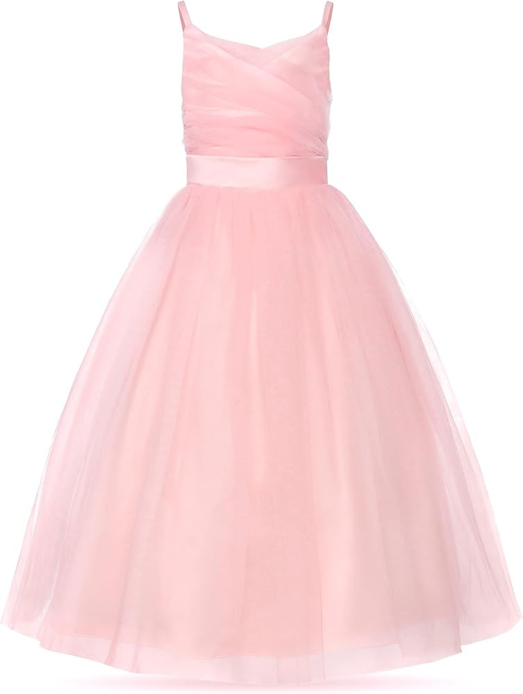 Uhnice Flower Girl Spaghetti Strap Dress A-Line Ball Gown Tulle Dresses for Wedding Birthday Part... | Amazon (US)
