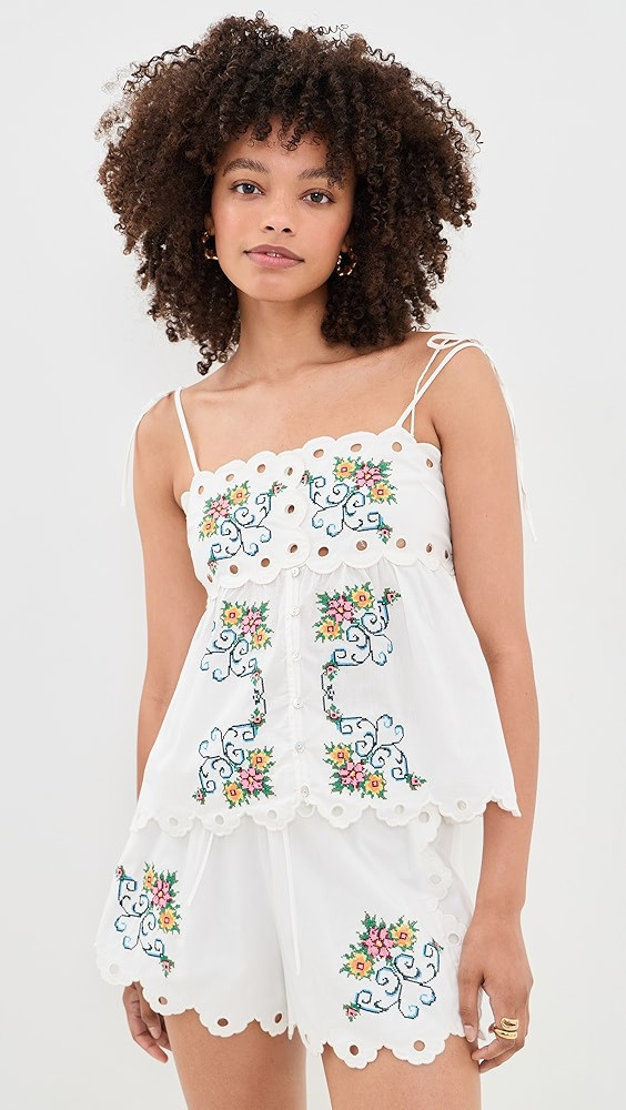 Scallop Floral Embroidered Top | Shopbop