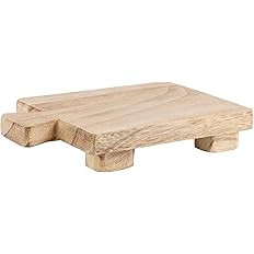 Wood Pedestal Stand Riser Wood Footed Tray for Bathroom Home Kitchen Wooden Soap Holder for Bottl... | Amazon (US)