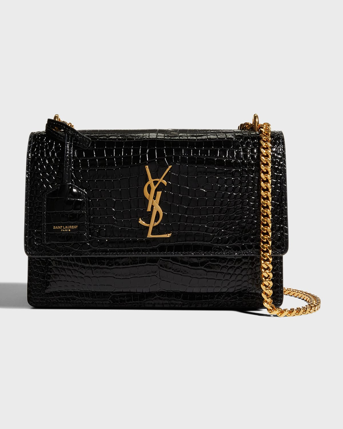 Sunset Medium YSL Crossbody Bag in Croc-Embossed Leather | Neiman Marcus