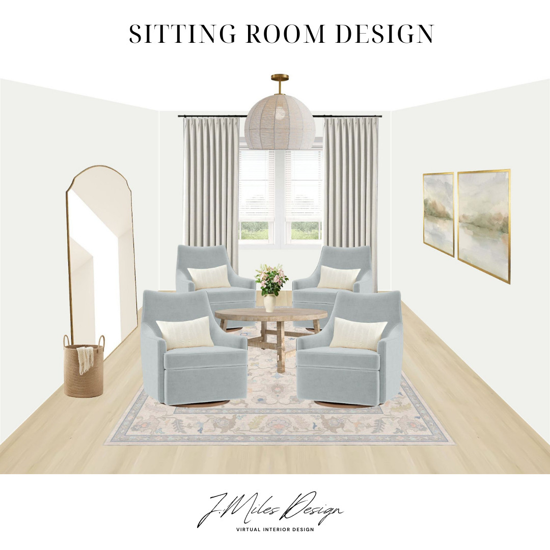 Sitting Room Design ✨
This cozy conversation space is anchored with four swivel chairs, a round wood coffee table, and a soft patterned rug that ties everything together. Neutral curtains, oversized wall art, and a statement light fixture bring balance and warmth, while the arched mirror adds both light and height to the room.

#LTKinteriordesign #SittingRoomDesign #LTKhomeinspo #LTKhomefinds #neutralhome #traditionalhome #virtualinteriordesign 

 #LTKHome #LTKSaleAlert