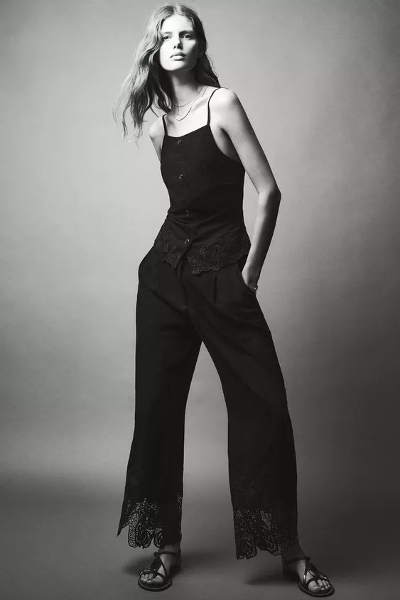 EMBROIDERED HEM CULOTTE TROUSERS | Zara UK