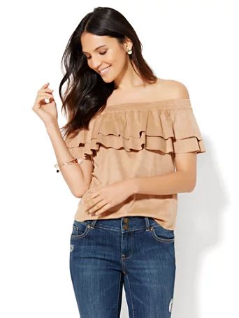 Ultra-Suede Off-The-Shoulder Top | New York & Company
