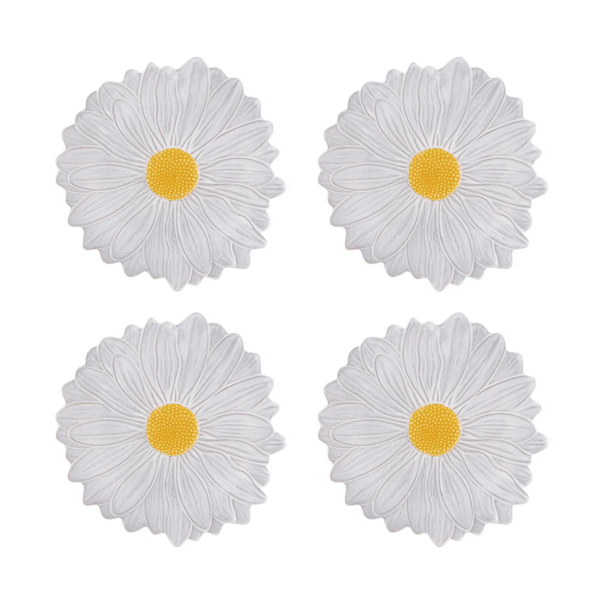 Maria Flor Dessert Plate Daisy (Set of 4) | Wayfair North America