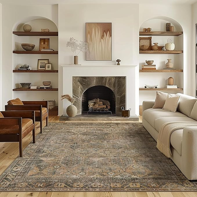 Rugs for Living Room, Foldable Low Pile Ultra-Thin Area Rugs for Dining Room Bedroom, Machine Was... | Amazon (US)