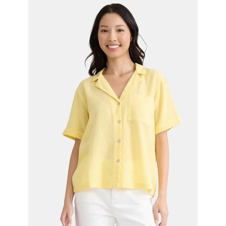 Time and Tru Women’s Cropped Camp Shirt, Sizes XS-XXXL - Walmart.com | Walmart (US)