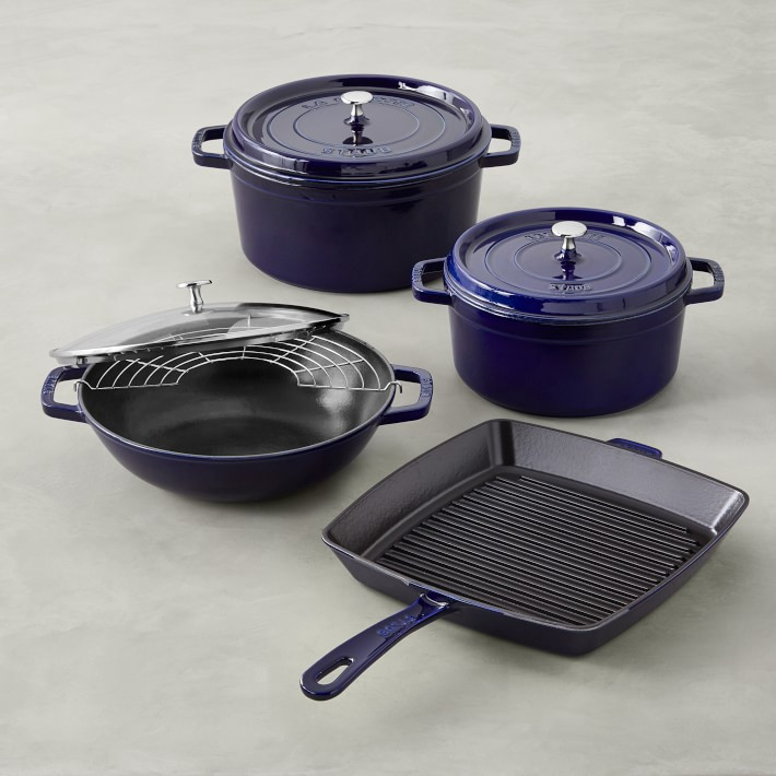 Staub Enameled Cast Iron 7-Piece Set, Sapphire | Williams-Sonoma