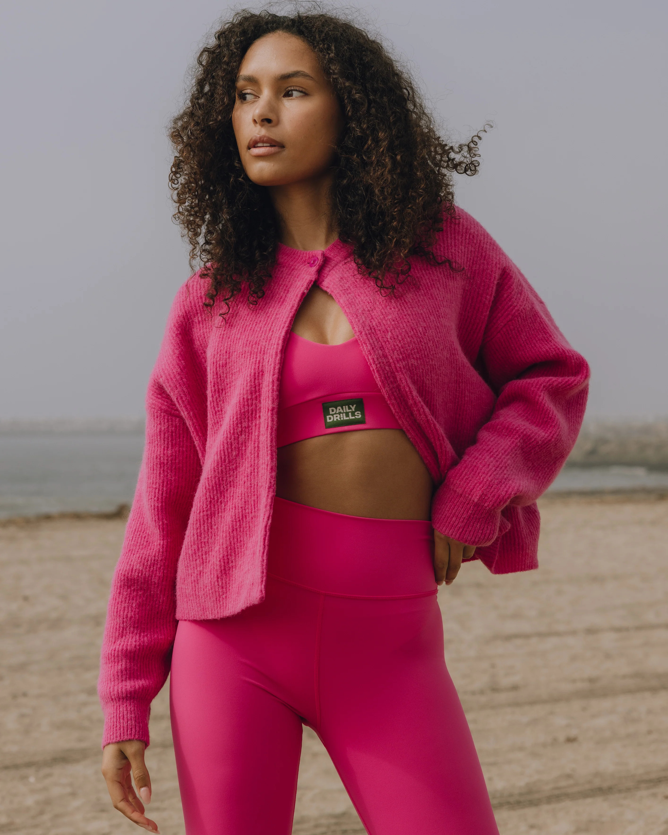 Single Button Long Sleeve Sweater - Hot Shot | Daily Drills