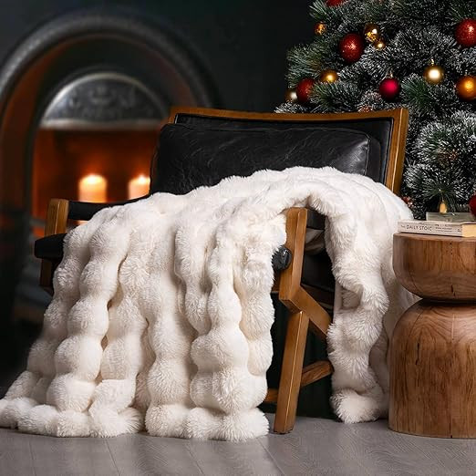 EverGrace Ultra Soft Luxury Fluffy Faux Rabbit Fur Throw Blanket, Thick Warm Bubble Throw for Bed... | Amazon (US)