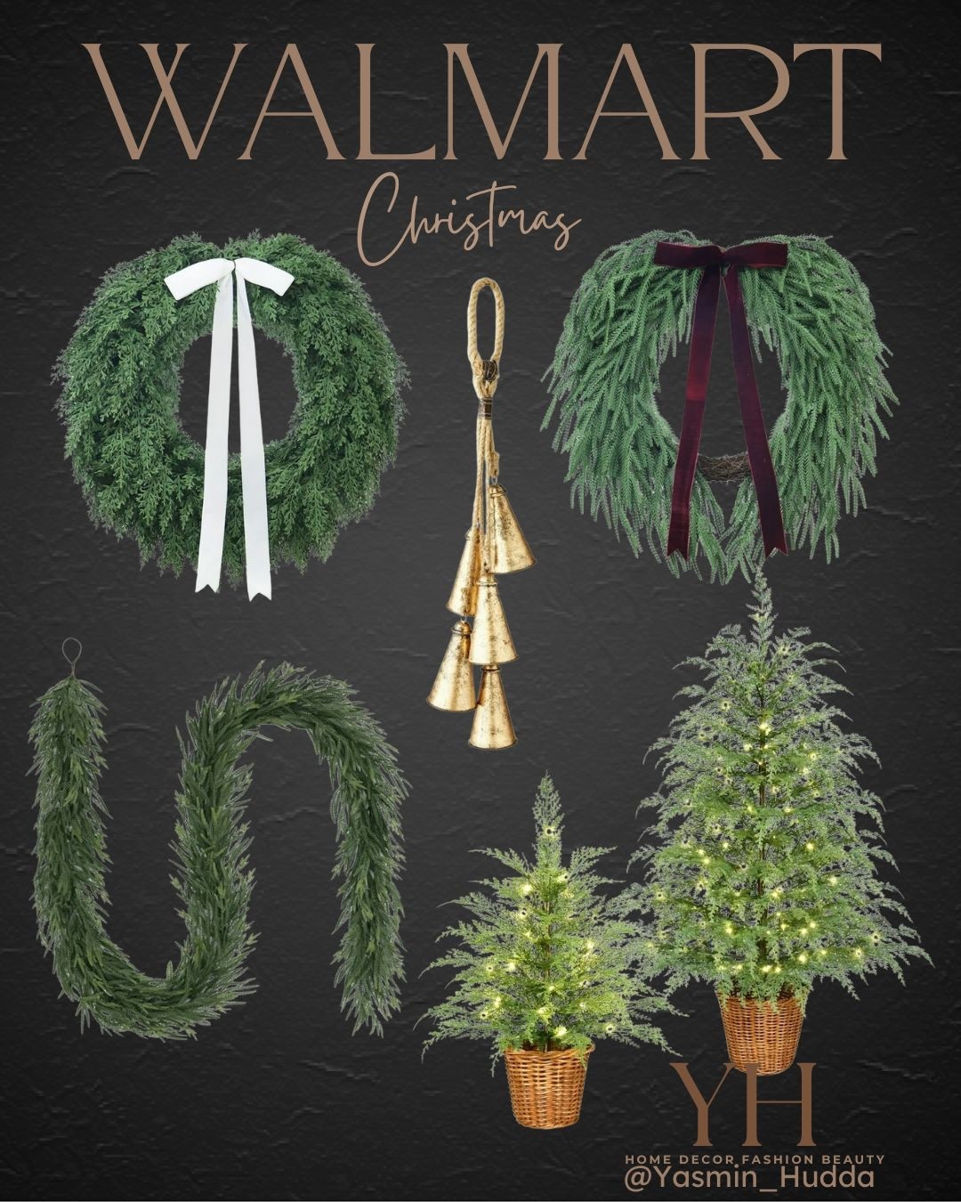 New Christmas Decor!
Walmart viral wreath, Christmas garland, pre lit potted tree, metal hanging bells

#LTKStyleTip #LTKSeasonal #LTKHome