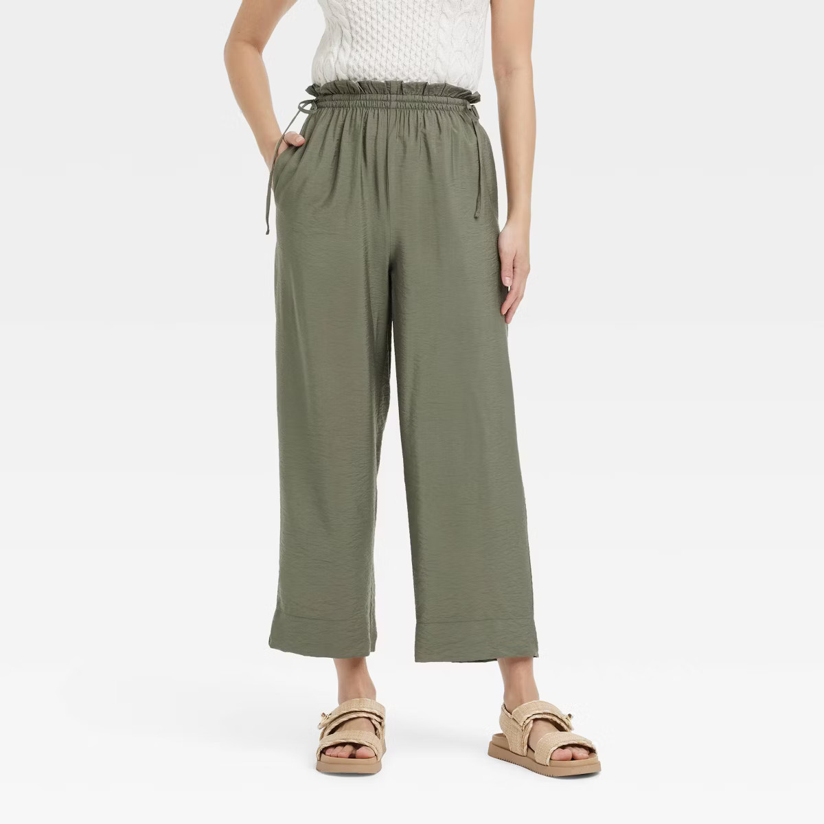 Women's High-Rise Straight Leg Side-Tie Pull-On Pants - A New Day™ | Target