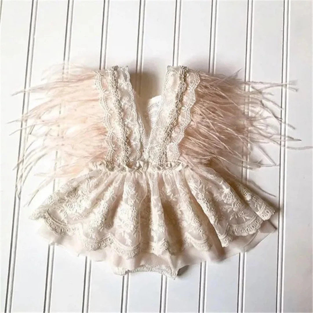 Boho Lace Embroidery Baby Romper | Baby Girl | Newborn | Sleeves Backless White | Ruffled Princes... | Etsy (CAD)