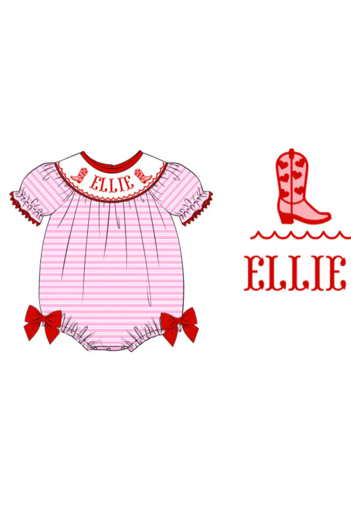 Pre-Order Custom Name Smocked Sweet Boots Bubble | The Smocked Flamingo