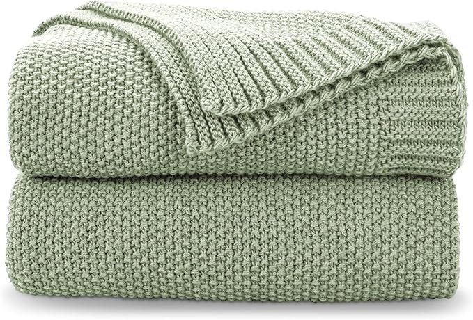 CozeCube Sage Green Throw Blanket for Couch, Soft Cozy Cable Knit Throw for Bed Sofa Living Room,... | Amazon (US)