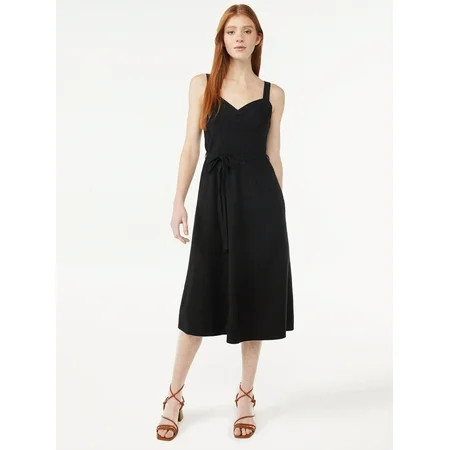 Free Assembly Women s Midi Sundress with Tie Belt Sizes XS-XXXL | Walmart (US)