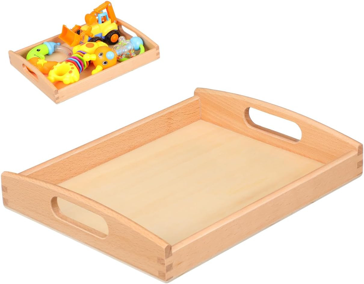 Kisangel Rectangular Wooden Tray Wooden Storage Tray Box Serving with Handle Multi Use Storage Plate Board for Tea Food Makeup Items Sundries Size S Paintable | Amazon (US)