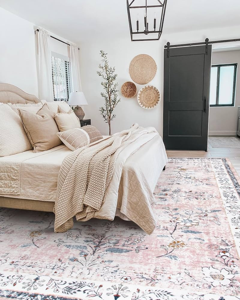 LIVEBOX Washable Pink Area Rugs 9x12 for Living Room, Soft Non-Slip Large Pink Rug for Bedroom, U... | Amazon (US)