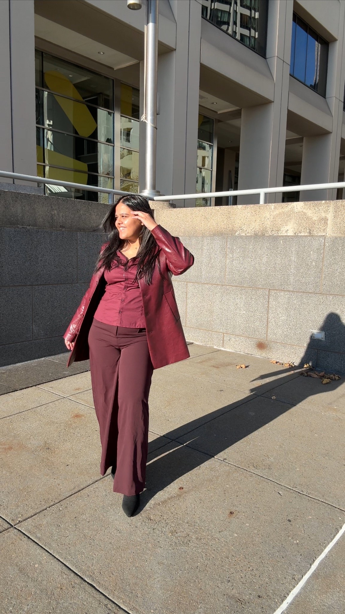 Monochrome burgundy outfit perfect for the office. I wore this to work when I had some meetings and got a ton of compliments, especially on this maroon jacket! 

#LTKWorkwear #LTKMidsize #LTKootd