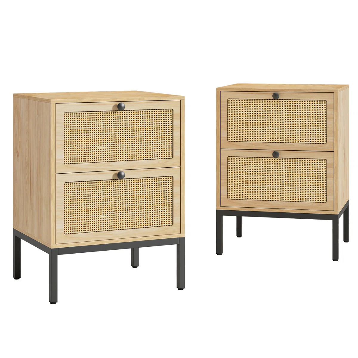 Bay Isle Home™ Bosonohy Boho Natural Rattan 2-Drawer Nightstand & Reviews | Wayfair | Wayfair North America