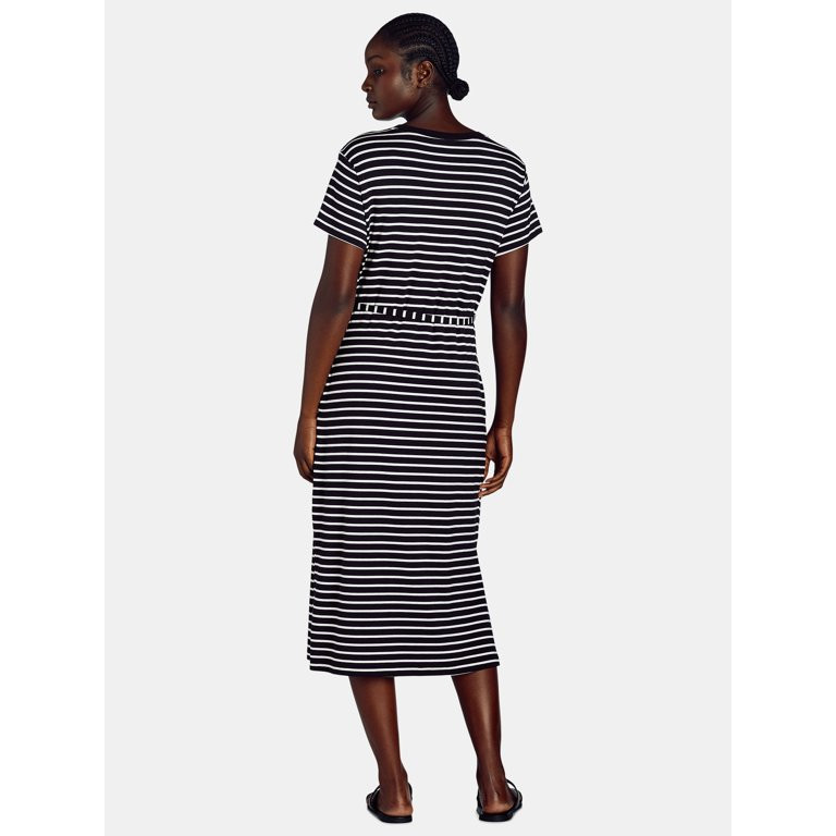 Time and Tru Women's and Women's Plus Belted Dress with Short Sleeves, Sizes XS-4X | Walmart (US)