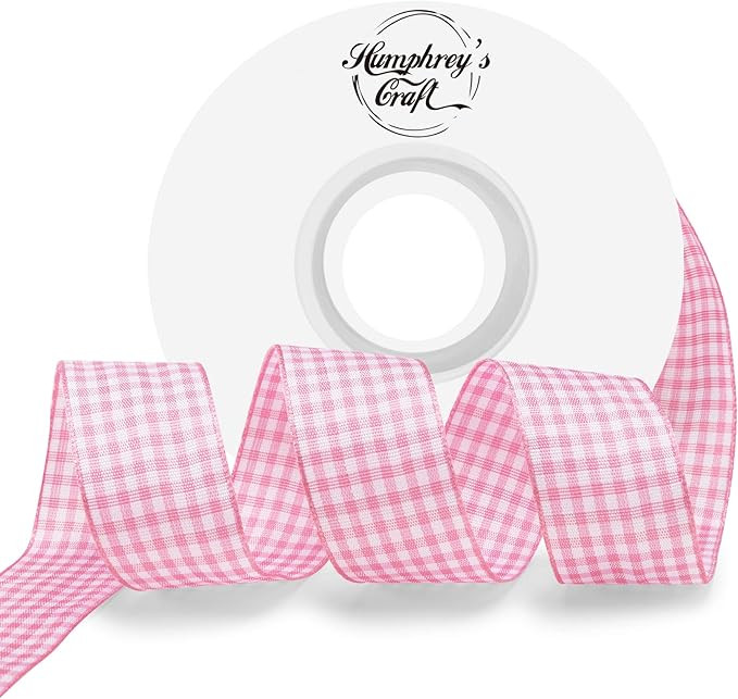 Humphrey's Craft 1 Inch Wide Pink and White Gingham Ribbons Spool - 25 Yards Variety of Color for... | Amazon (US)