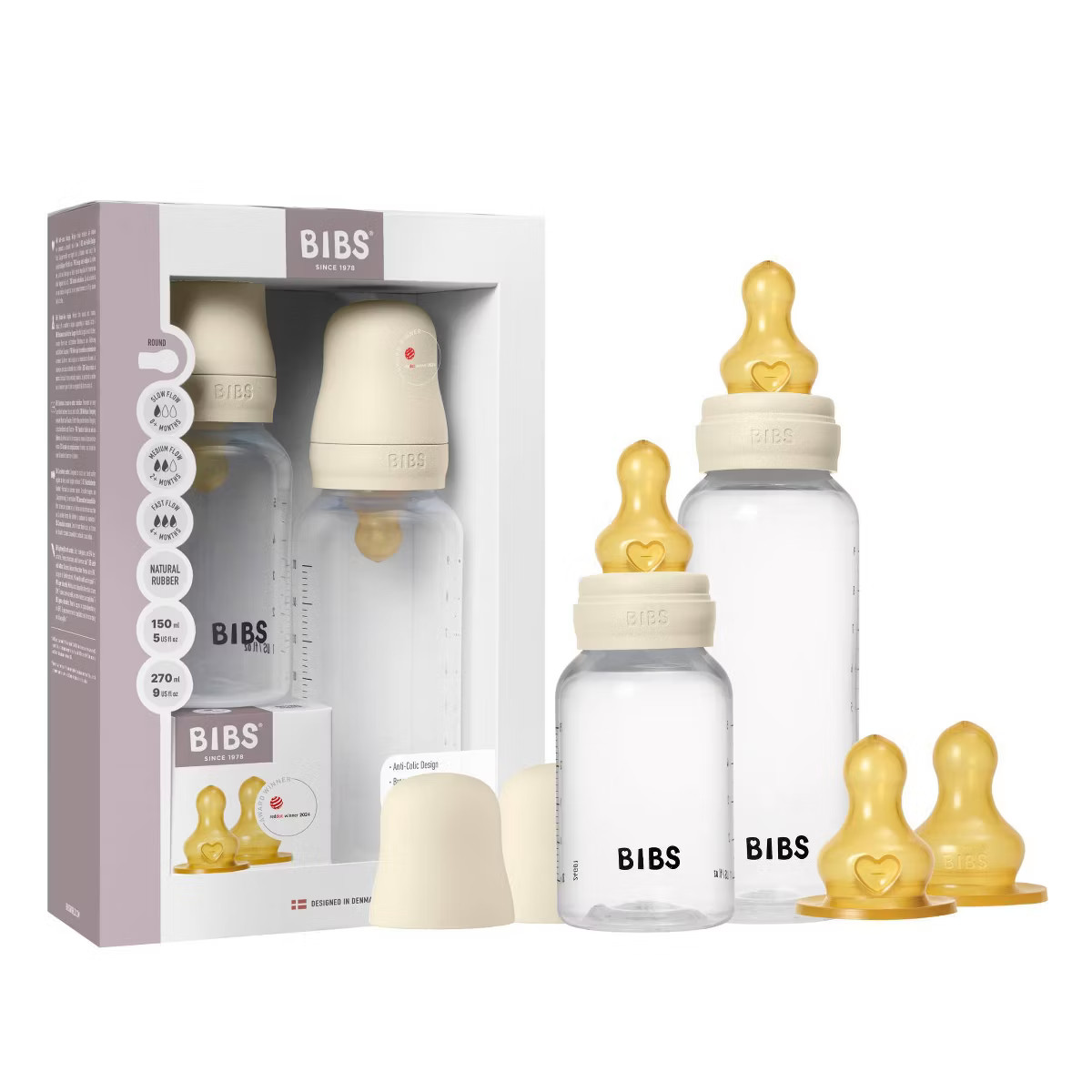 Bibs Grow and Flow Baby Bottle Round Latex Set - 5 fl oz - Ivory | Target