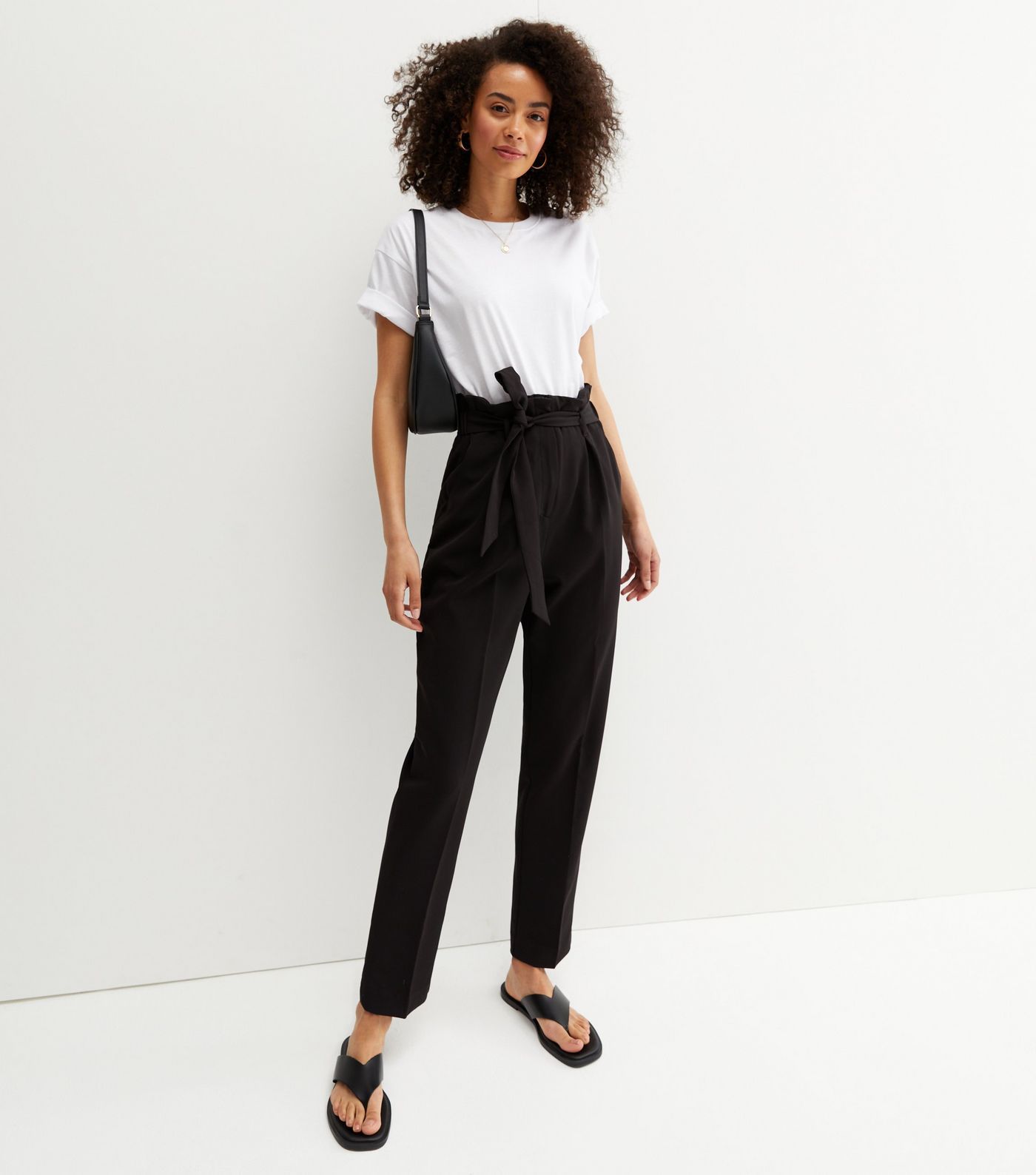 Tall Black Elasticated Tie Waist Trousers
						
						Add to Saved Items
						Remove from Saved... | New Look (UK)