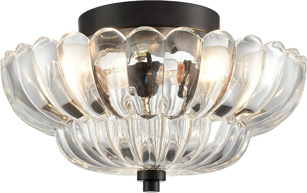 HYDELITE Modern Black Ceiling Light Traditional Semi Flush Mount Ceiling Light with Scalloped Cle... | Amazon (US)