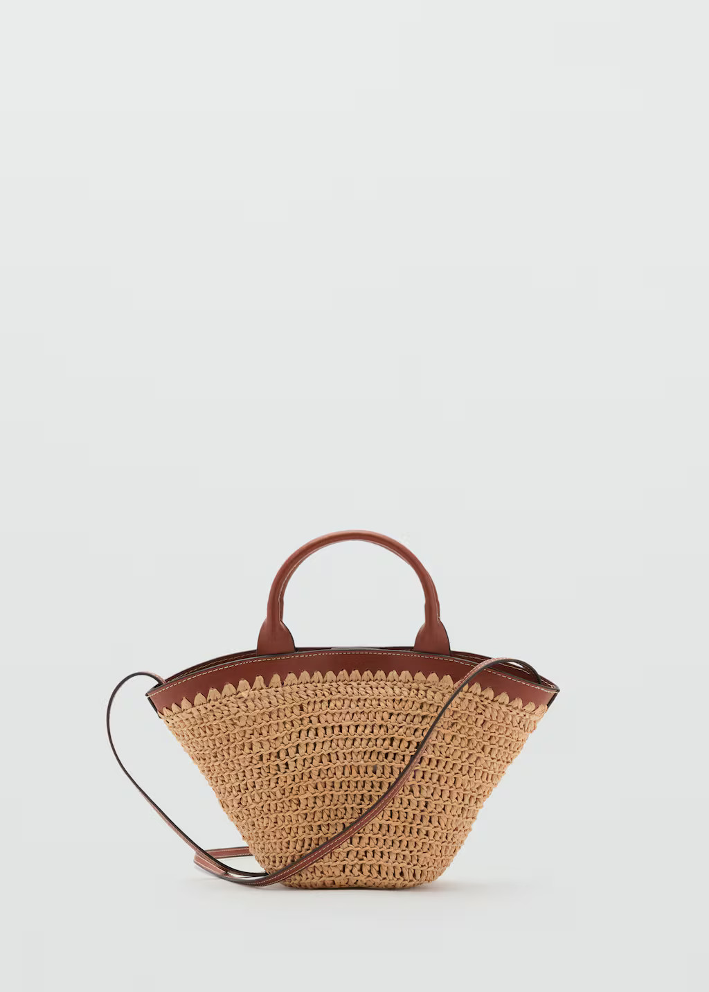 Small double-handle natural fibre bag - Women | MANGO United Kingdom | MANGO (UK)