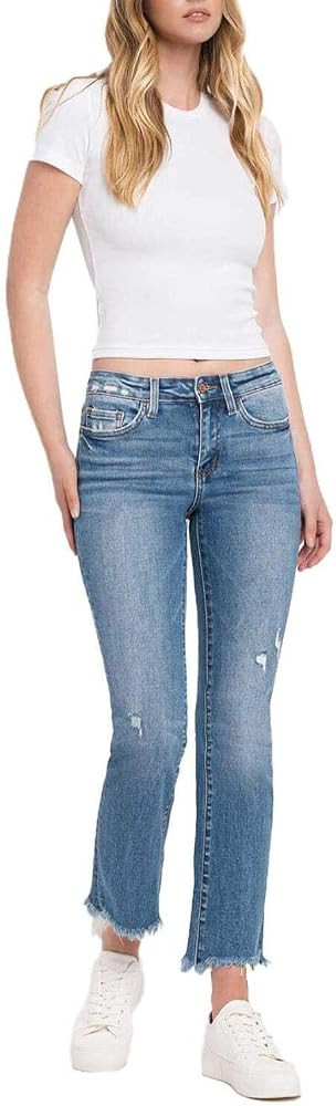 Flying Monkey - Mid Rise Distressed Hem Ankle Bootcut Jean - F5011 | Amazon (US)