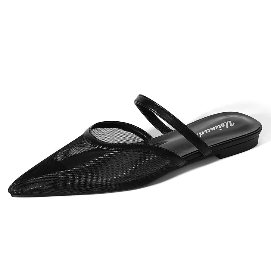 USIMAD Mesh Mule Flats for Women with Arch Support Pointed Toe Memory Foam Insole Casual Comforta... | Amazon (US)